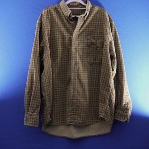 Eddie Bauer Long Sleeve Plaid Shirt Size XL Brown\Tan\White 100% Cotton